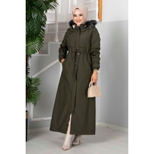 Ms Eflin Kapüşonlu Tesettür Mont Haki