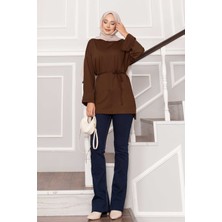 Md Kolu Katlamalı Kuşaklı Oyşo Tunik Kahve