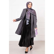 HP Mendil Yaka Uzun Ceket Füme