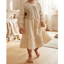 Babyrose Kız Çocuk Bayramlık Müslin Çiçek Detaylı 6-8-10-12 Yaş Elbisee