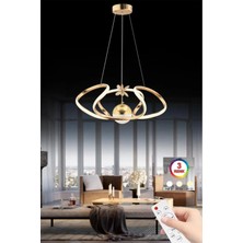 Normadia Modern Vegi Gold LED Avize, Kumandalı, 3 Renkli, Lüx ve Şık Tasarım