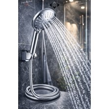 Liground 3 Fonksiyonlu Oval Krom Duş Başlığı ve Paslanmaz Duş Hortumu | Yüksek Basınçlı El Duşu Duş Seti