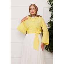 Md Yandan Bağlamalı Geniş Kol Gömlek Sarı