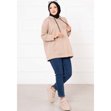 Cvn Kanguru Cepli Tesettür Sweatshirt Vizon