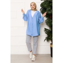 SVS Önden Düğmeli Kimono Gömlek Mavi