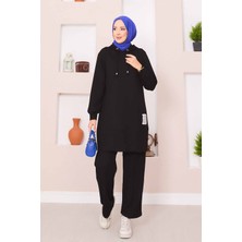 Nz Relax Armalı Kapüşonlu Tesettür İkili Takım Siyah