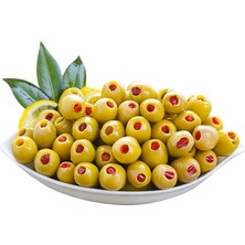 Araz Et Biberli Yeşil Zeytin 1000 gr - Kırmızı Biber Dolgulu Gurme Lezzet