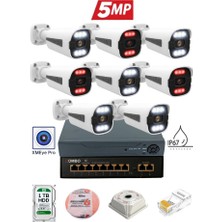 Umsn 8'li Ip Güvenlik Kamera Seti - 5mp Dış Mekan Kamera - 3.6mm - 8+2 Poe - H.265+ - Gece Görüşü