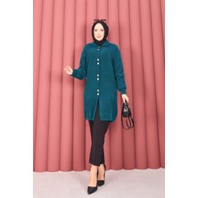 KB Gold Düğmeli Tesettür Angora Hırka  Petrol