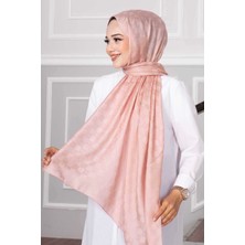 Dama Desenli Tesettür Şal Pudra