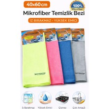 4 Adet Mikrofiber Temizlik Bezi, Cam Parlak Yüzeylerde Mutfak ve Banyo,da Iz Bırakmaz [ 40X60 cm ]