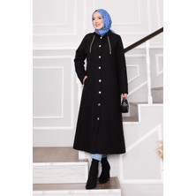 Frh Kapüşonlu Ve Cep Detaylı Kapitone Kap Siyah