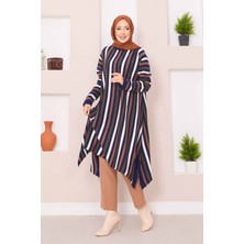 Frx Çizgili Salaş Triko Tunik Saks