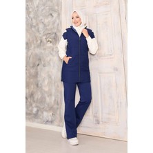 Ums Yelek Sweat Pantolon Üçlü Takım Lacivert