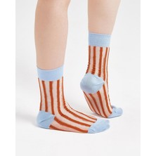 Bolero Kadın Japon Kore Tarzı Transparan Çorap Turuncu Çizgili