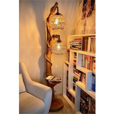 Normadia Yalıkavak Serisi Ağaç Lambader, Doğal Ahşap, 140 cm Köşe Aydınlatma