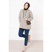 Cvn Kanguru Cepli Tesettür Sweatshirt Taş