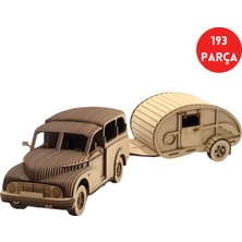 Algwood Karavanlı Klasik Otomobil Ahşap Maket Kiti – 193 Parça 3D Puzzle Vintage Karavan ve Retro Araç