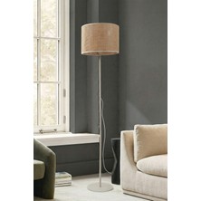 Normadia Şık Bohem Lambader, Krem Metal Ayak, Hasır Görünüm, 145 cm