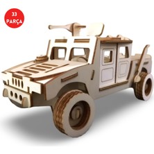 Algwood Nostaljik Humvee Zırhlı Arazi Aracı Ahşap Maket Kiti – 33 Parça 3D Puzzle Askeri Cip Dıy Hobi