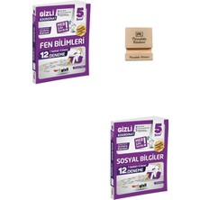 Gizli Yayınları Gizli 5. Sınıf Fen Bilimleri ve Sosyal Bilimler  12'li Deneme-Meb Gibi Sordu + Telefon Standı
