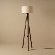 Normadia Şık Ahşap Lambader, Modern Krem-Ceviz Renk, 40X40X125 cm
