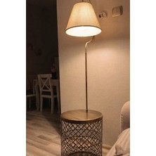 Normadia Elips Siyah Sarı Patine Sehpalı Modern Lambader, Oturma Odası Için Şık Aydınlatma