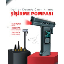 vooka Kablosuz Hava Kompresörü Taşınabilir Lastik Şişirme Pompası 150 Psı Dijital Göstergeli Type-C Şarjlı Araç Lastik Pompası Mini Kompresör Powerbank Özellikli LED Fenerli Araba Motor Bisiklet Top Şişirme