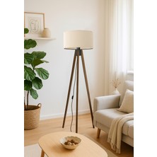 Normadia Şık Tripod Ayaklı Ceviz Renkli Dekoratif Lambader