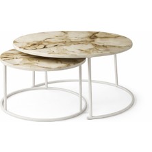 Efes Beyaz Yavrulu Orta Sehpa Takımı