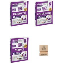 Gizli Yayınları Gizli 5. Sınıf Matematik Fen Bilimleri ve Türkçe 12'li Deneme-Meb Gibi Sordu 3lü Set+Telefon Standı