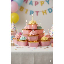 Dodomar Pembe Cupcake Kapsülü Içi Metalize Gold 25'li - Pasta ve Kek Sunum Kapsülü