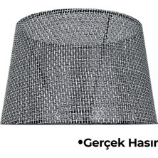 Normadia Şık Siyah Hasır Doğal Lambader Şapkası, Modern Dekorasyon Için Ideal