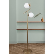 Normadia Modern Beyaz Camlı Lügo 2 Li Eskitme Lambader, Oturma ve Yatak Odası Için