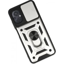 Marsilyan Xiaomi Poco M5 Kılıf Pars Lens Yüzüklü Silikon - Gümüş