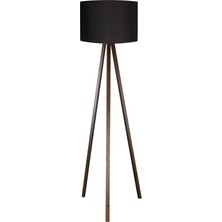 Normadia Şık Üç Ayaklı Yuvarlak Siyah ve Kahverengi Lambader Abajur