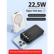Azurtech 0000MAH 15W Kablosuz Kablolu LCD 22.5W Mikro Lightning Type-C Kablolu Powerbank
