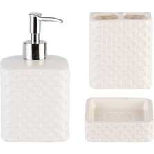 Es Dekor Vivyen 2'li Banyo Set Sıvı Katı Sabunluk Gümüş Basmalı