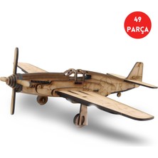 Algwood P-51 Mustang Savaş Uçağı Ahşap Maket Kiti–49 Parça 3D Puzzle Büyük Boy Iı. Dünya Savaşı Avcı Uçağı