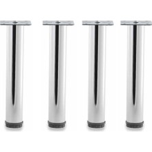 Novello Ahşap Masa Ayağı Eko Ø60 mm – 71 cm Krom (4’lü Set, Ayarlı, Bağlantı Saclı)