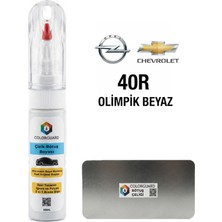COLORGUARD Opel Chevrolet 40R Olimpik Beyaz İğneli ve Fırçalı Özel Tasarım Şişe Rötuş Boyası ve Profesyonel Rötuş Çeliği Seti