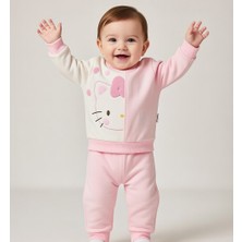 BABYHİ BABY Nakışlı Kedi Figürlü Pastel Kız Bebek 2’li Takım