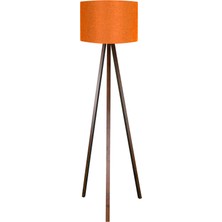Normadia Şık Turuncu Kumaş Tripod Lambader, Yuvarlak Tasarım, Modern ve Şık Dekorasyon