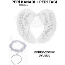Fredeom Store Beyaz Dantel Tüllü Peri Kanadı ve Peri Tacı Seti 45X40 cm