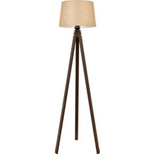 Normadia Şık 3 Ayaklı Ahşap Tripod Lambader, Konik Kumaş Abajur ile Dekorasyon