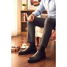 Enoch Hakiki Deri Siyah Ortopedik Maskülen Bantlı Erkek Loafer