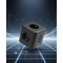 Astral Elektronik Cihazlar Için Akım Korumalı 3 Prizli Usb’li Küp Priz