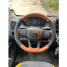 Hasbay Dikişli Direksiyon Kılıfı Taba / Noktalı Deri Kahve Dikişli F.iat Ducato Bu Direksiyonlar Için