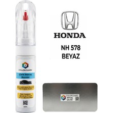 COLORGUARD Honda NH 578 Beyaz İğneli ve Fırçalı Özel Tasarım Şişe Rötuş Boyası ve Profesyonel Rötuş Çeliği Seti