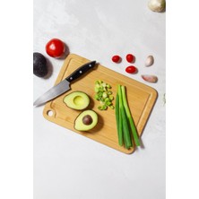 Mutfak Köşesi Lona Bambu Kesme Tahtası - Doğal Bambu Oluklu Doğrama, Sunum ve Kesim Tahtası